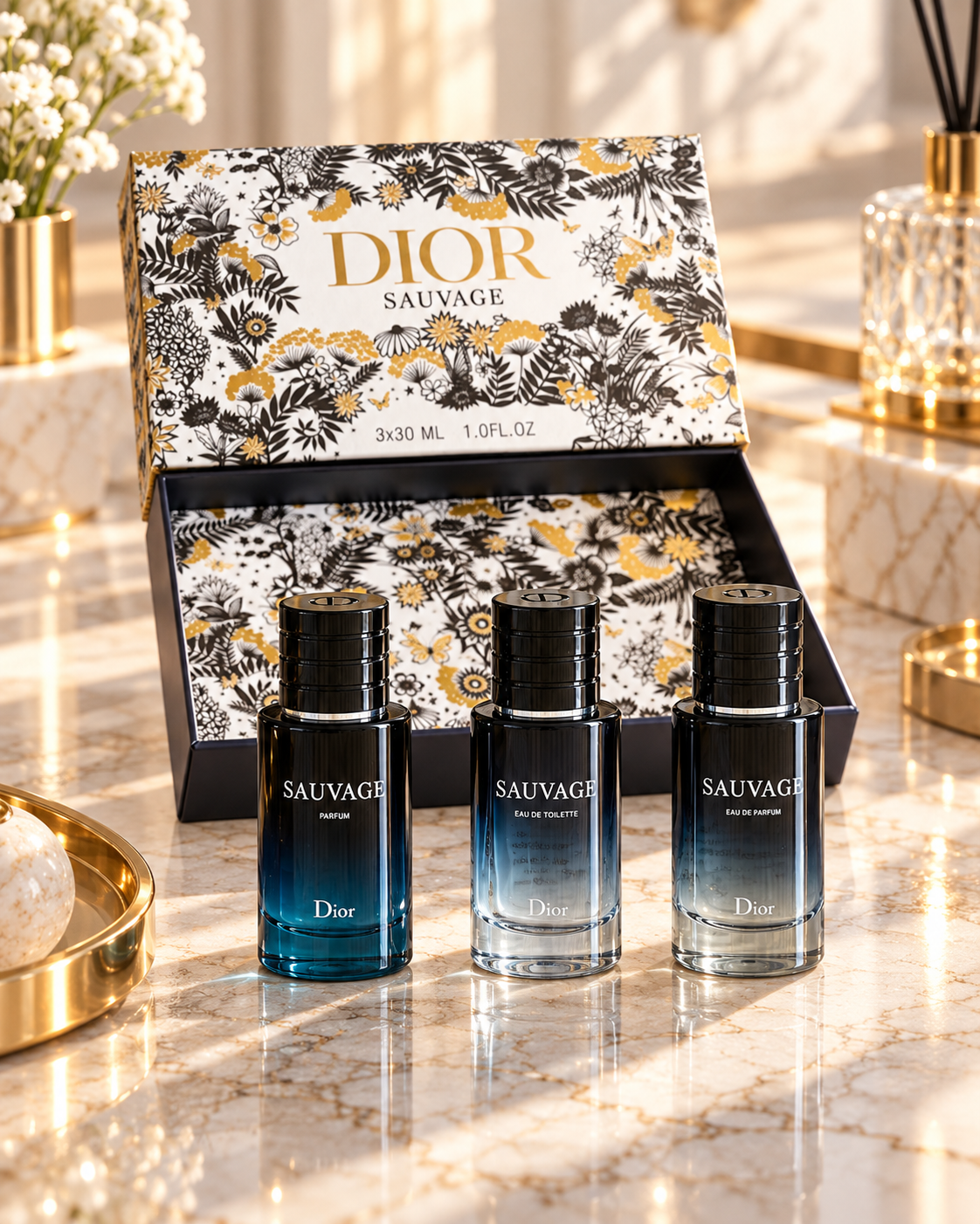 Dior Sauvage 3-Piece Gift Set 3 x 30ml | EDT, EDP & Parfum for Men