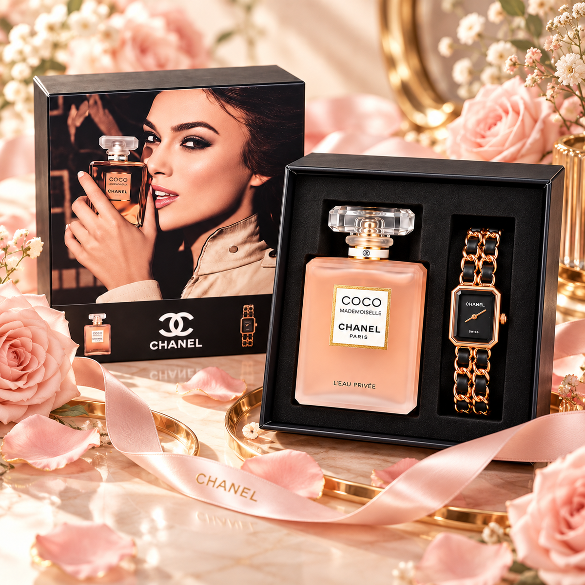 Chanel Coco Mademoiselle & Watch Gift Set for Women – Elegant Fragrance and Stylish Timepiece Combo